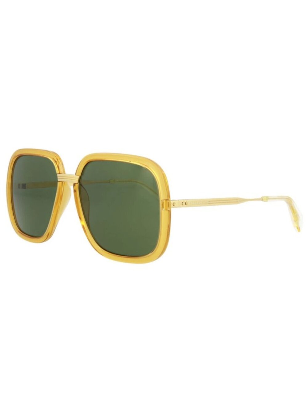 New Gucci Women's Sunglasses Square Rectangle Metal Frame Mens Yellow Gold Green